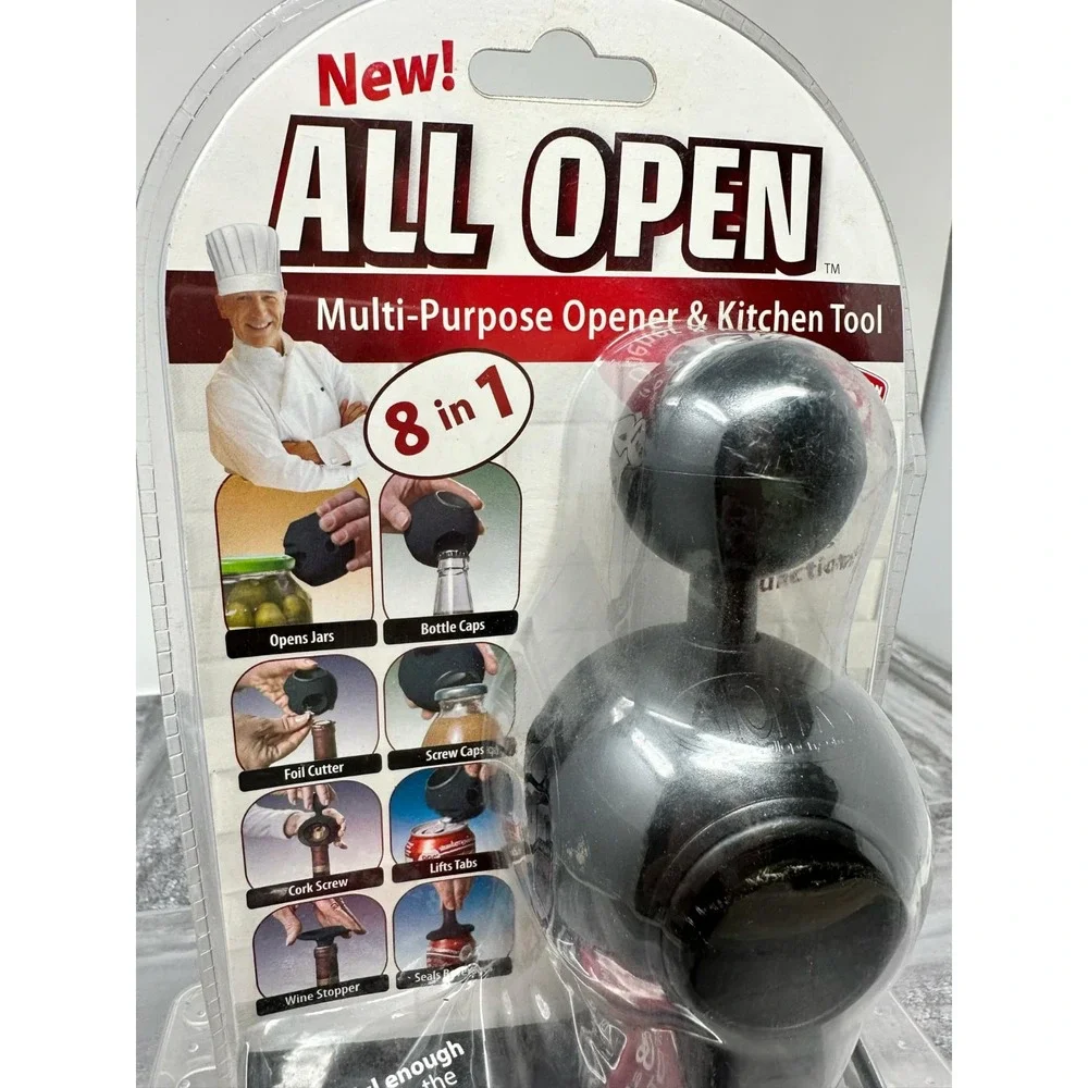All Open Multi-Purpose‎ Opener & Kitchen Tool ~8-in-1 Tool~ Black New In Package